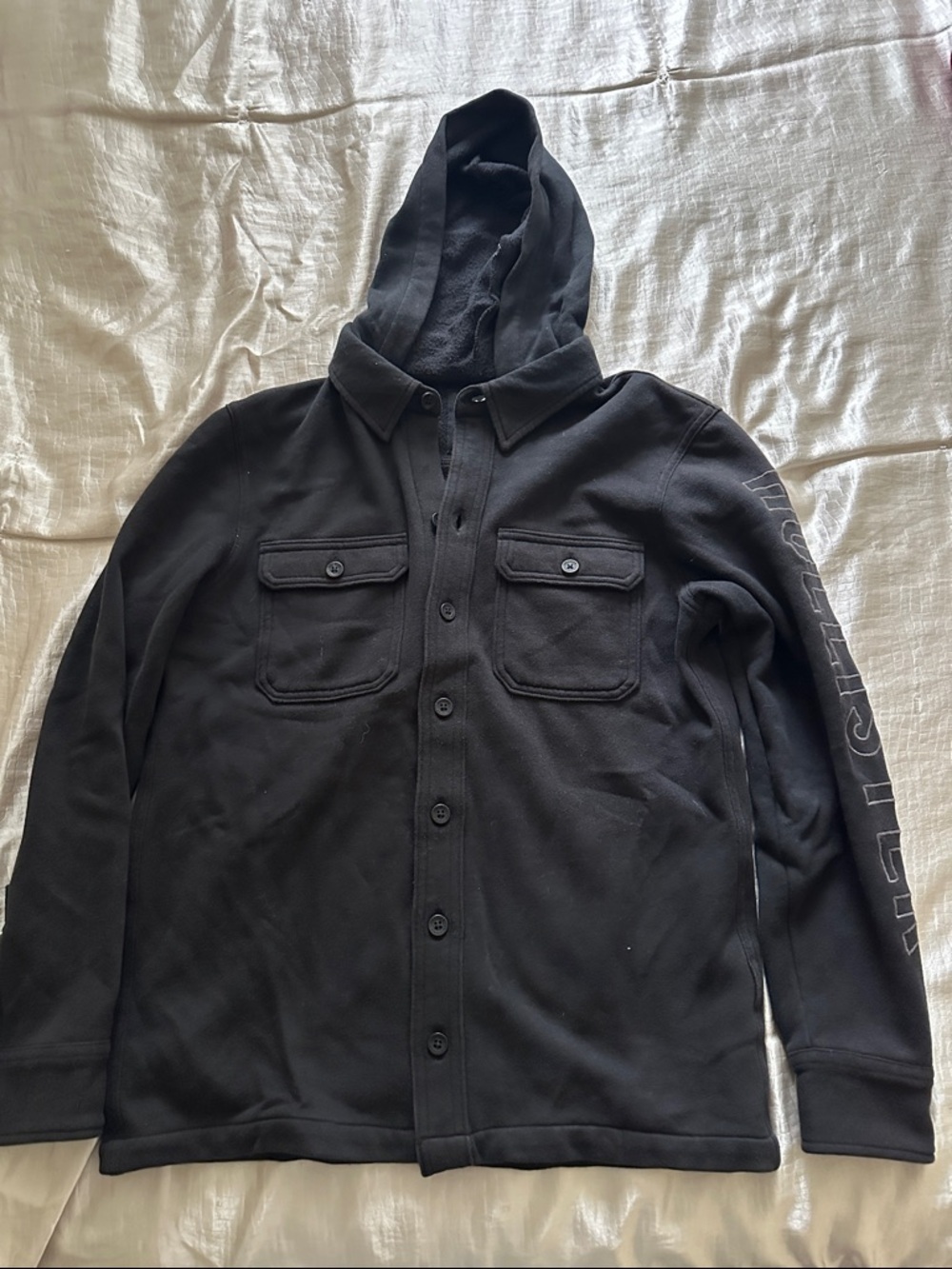 Hollister Black Hooded Shirt Jacket